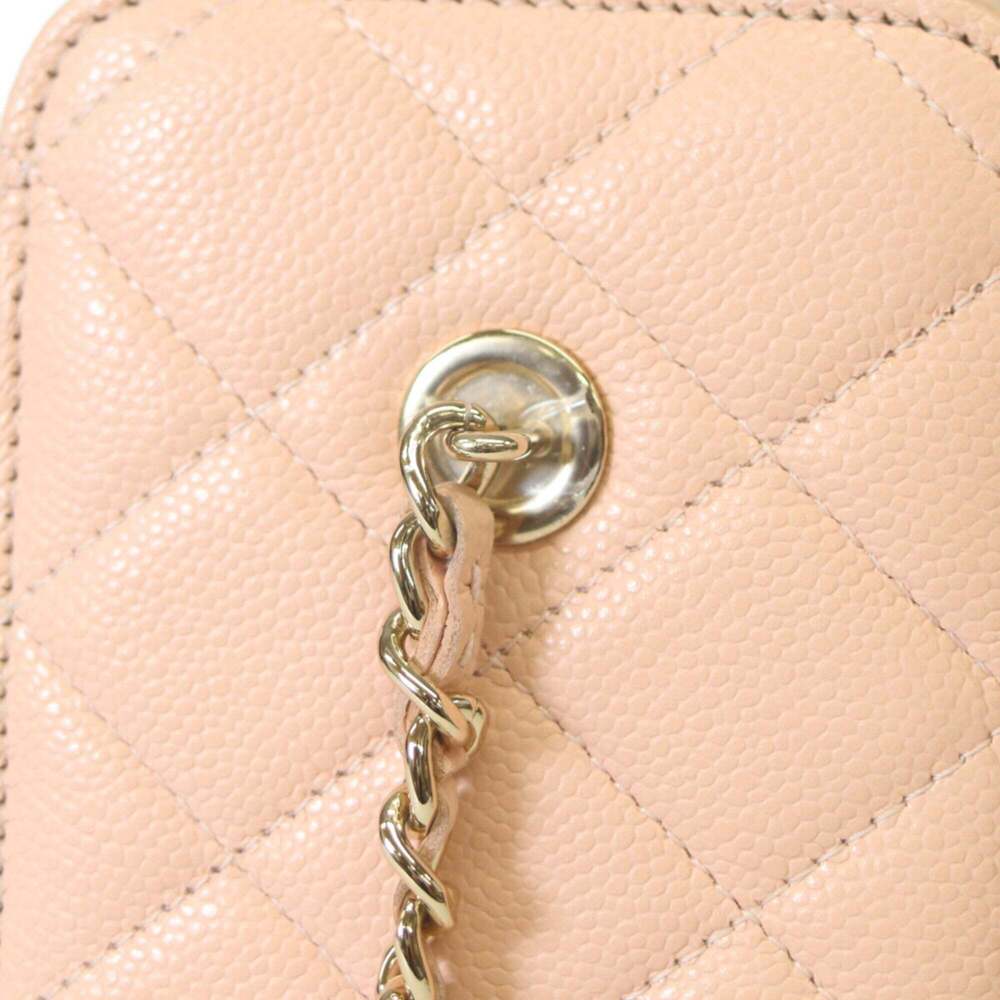 CHANEL AP1341 Pink Beige Caviar Leather Gold Hardware Chain Vanity Shoulder B... - Picture 7 of 12